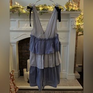 Blue pinstripe cotton mini dress (never been worn)